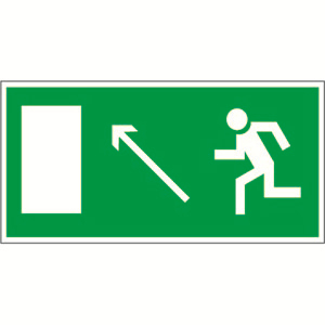 Знак безопасности NPU-1510,E06 "Напр, к эвакуационному выходу налево вверх"