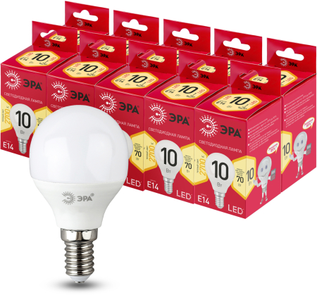Лампочка светодиодная ЭРА RED LINE LED P45-10W-827-E14 R E14 10Вт свеча теплый белый свет