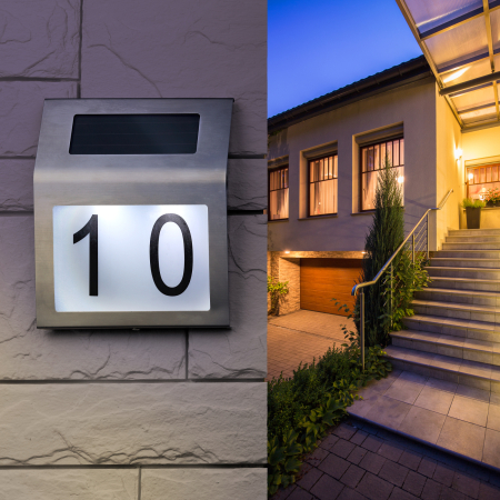 ERAFS048-09 Номер дома с подсветкой, на солнечной батарее, 2LED
