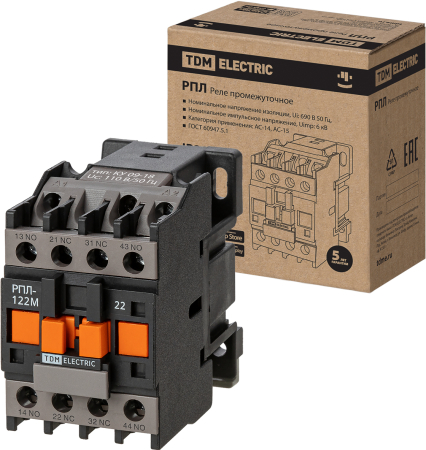 РПЛ-122М УХЛ4Б, 16А, 110В 50Гц, 2НО+2НЗ TDM
