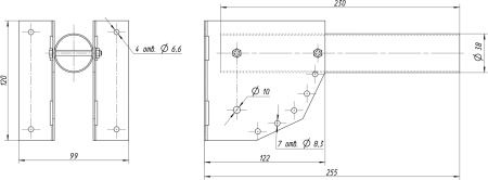 Кронштейн для уличного светильника ЭРА SPP-AC2-0-230-038 с переменным углом 230*150*120 d38mm
