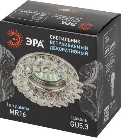 Светильник DK16 CH/WH ЭРА декор "круглый  с мелкими хрусталиками" хром/прозрачный