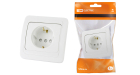 Розетка 2П+З 16А  c защитными шторками белая "Валдай" TDM