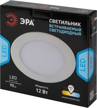 LED 1-12-4K/LM Светильник ЭРА LED 1-12-4K/LM Светильник ЭРА светодиодный круглый LED 12W 220V 4000K