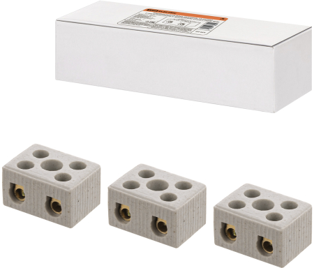 Керамический блок зажимов 15 Ампер 2 пары контактов с крепежным отверстием TDM
