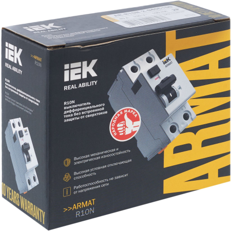 ARMAT ВДТ R10N 2P 40А 100мА тип AC IEK