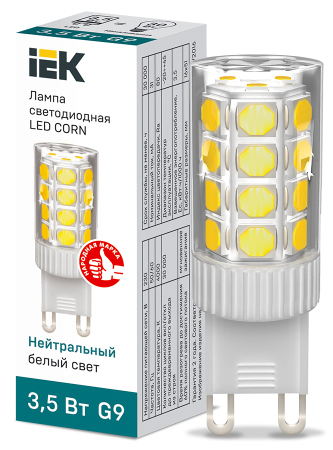 Лампа LED CORN капсула 3,5Вт 230В 4000К керамика G9 IEK
