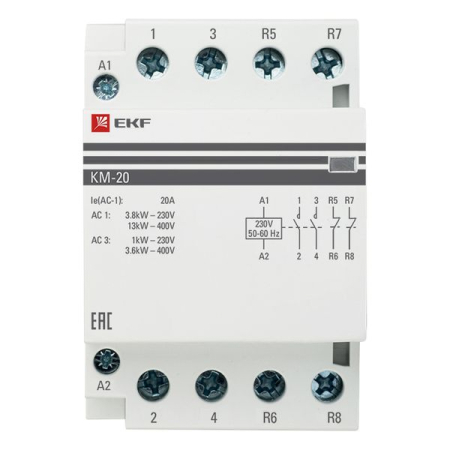 Контактор модульный КМ 20А 2NО+2NC (3 мод.) EKF PROxima
