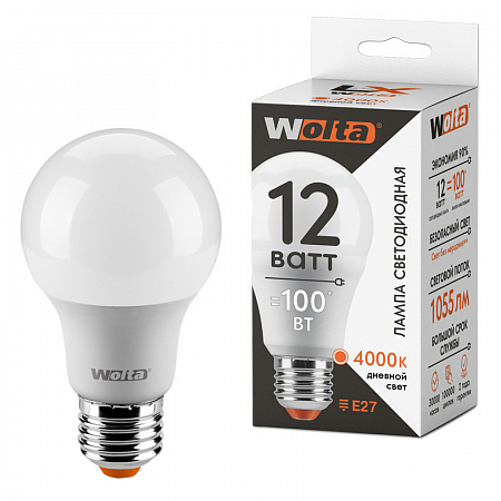 Лампа LED WOLTA A60 12Вт 1055лм Е27 4000К    1/50