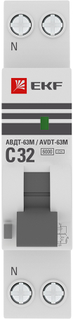 Дифференциальный автомат АВДТ-63М 32А/30мА (1мод, хар. C, электронный, тип A) 6кА EKF PROxima