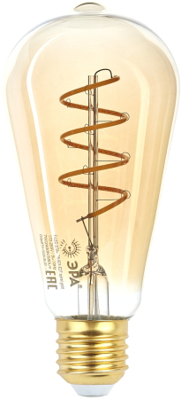 F-LED ST64-7W-824-E27 spiral gold ЭРА (филамент, спир зол, 7Вт, тепл, E27) (20/960)