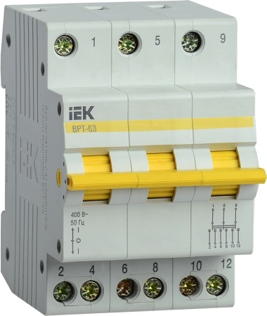 Выключатель-разъединитель трехпозиционный ВРТ-63 3P 40А IEK