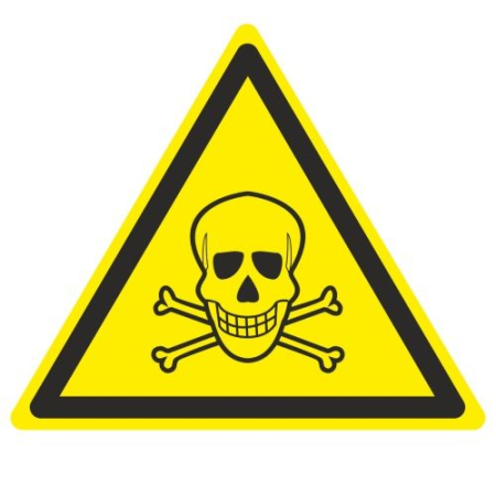 Знак W 03 "Опасно. Ядовитые вещества" 200х200х200 мм, пленка самоклеящаяся ГОСТ Р 12.4.026-2001 EKF