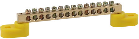 NO-222-112-1  Шина ЭРА NO-222-112-1 PE земля на двух угловых изоляторах ШНИ-6х9-14-У2-Желтый