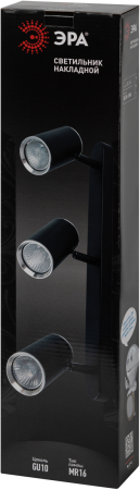 Светильник настенно-потолочный спот ЭРА OL35-3 BK MR16 GU10 IP20 черный хром