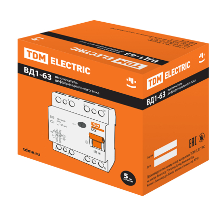 Устройство защитного отключения ВД1-63 4Р 32А 100мА TDM