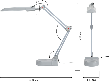 Настольный светильник ЭРА NL-202-G23-11W-GY серый