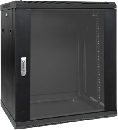 Шкаф настенный 19" TERACOM PRO 12U 600х600 мм дверь стеклянная с замком-ручкой чёрный