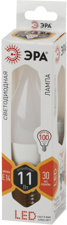 Лампа светодиодная Эра LED BXS-11W-827-E14 (диод, свеча на ветру, 11Вт, тепл, E14)