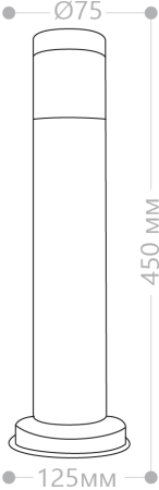 Светильник садово-парковый Feron DH022-450, Техно столб, 18W E27 230V, серебро