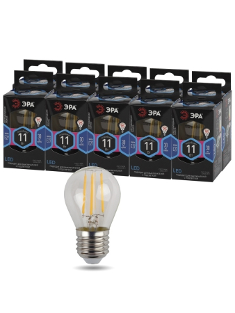 F-LED P45-11w-840-E27 ЭРА (филамент, шар, 11Вт, нейтр, E27) (10/100/4000)