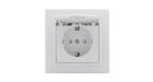 Минск Розетка 1-местная СП с заземлением и крышкой 16А белая с защ. штор. EKF Basic