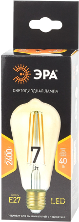 F-LED ST64-7W-824-E27 gold ЭРА (филамент, зол, 7Вт, тепл, E27) (20/960)