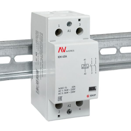Контактор модульный КМ 40А 2NО 230VAC (2 мод.) AVERES EKF