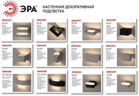 Светильник WL3 BK  ЭРА Декоративная подсветка светодиодная 6Вт IP 20 черный