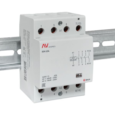 Контактор модульный КМ 63А 4NO 230VAC (3 мод.) AVERES EKF