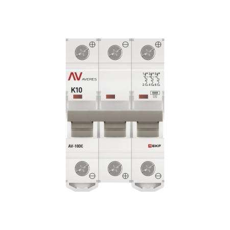 Выключатель автоматический AV-10 DC 3P 10A (K) 10kA EKF AVERES