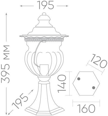 Светильник садово-парковый Feron PL594 на постамент 60W 230V E27, коричневый