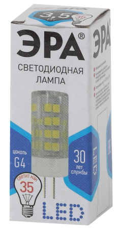 Лампы СВЕТОДИОДНЫЕ СТАНДАРТ LED JC-3,5W-220V-CER-840-G4  ЭРА (диод, капсула, 3,5Вт, нейтр, G4)