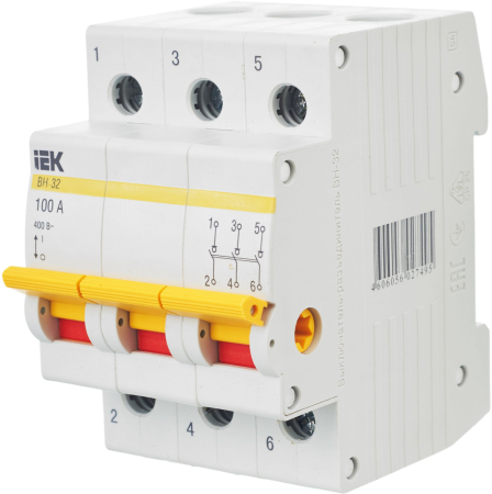 Выключатель нагрузки (мини-рубильник) ВН-32 3Р 100А IEK
