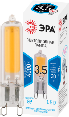 Лампочка светодиодная ЭРА STD LED JCD-3,5W-GL-840-G9 G9 3,5Вт капсула нейтральный белый свет