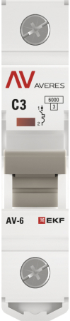Выключатель автоматический AV-6 1P  3A (C) 6kA EKF AVERES