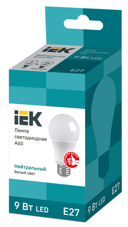 Лампа светодиодная ECO A60 шар 9Вт 230В 4000К E27 IEK