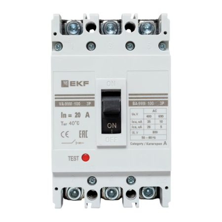 Выключатель автоматический ВА-99М 100/20А 3P 35кА EKF PROxima