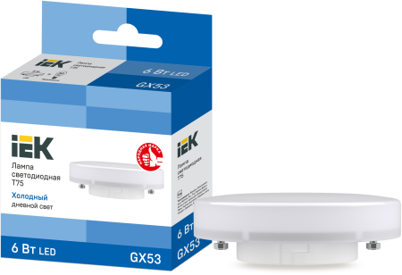Лампа LED T75 таблетка 6Вт 230В 6500К GX53 IEK