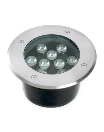 Светодиодный светильник тротуарный (грунтовый) Feron SP2803, 10W, AC/DC12V, низковольтный, 3000К, металлик, 160*H90mm, вн.диаметр: 110mm, IP67