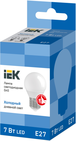 Лампа светодиодная ECO G45 шар 7Вт 230В 6500К E27 IEK
