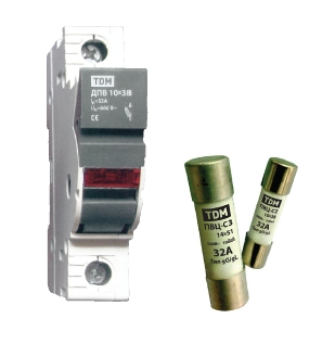 Держатель плавких вставок ДПВ 10х38 3П TDM