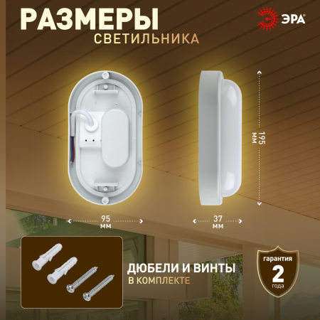 SPB-202-0-40K-012 ЭРА Cветильник светодиодный IP65 12Вт 1140Лм 4000К D200 ОВАЛ ЖКХ LED (40/840)