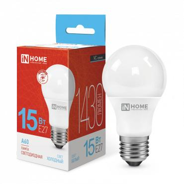 Лампа светодиодная LED-A60-VC 15Вт 230В Е27 6500К 1350Лм IN HOME