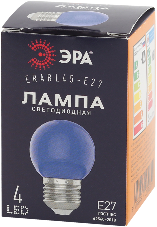 ERABL45-E27 ЭРА LED Р45-1W-E27 ЭРА (диод. шар син., 4SMD, 1W, E27, для белт-лайт) (10/100/6000)