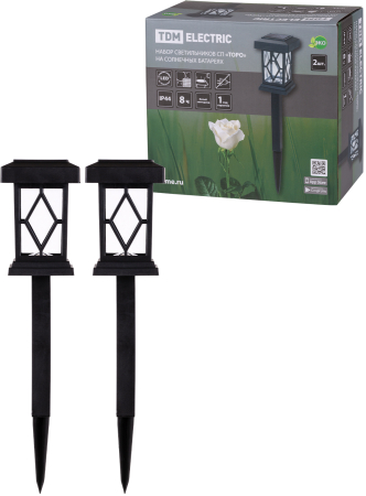 Набор светильников  СП "Торо" на солнечных батареях, пластик, 10х44  cм, 2 шт, TDM