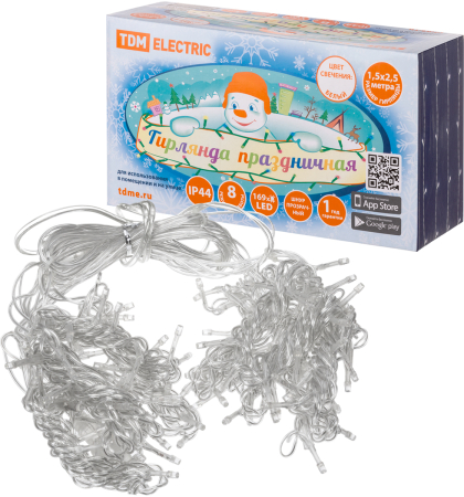 Гирлянда новогодняя "Занавес" 1,5х2,5 м, белый свет, 8 режимов, наружное использование, IP44, TDM