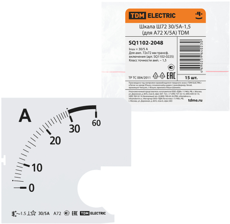 Шкала Ш72   30/5А-1,5 (для А72 Х/5А) TDM