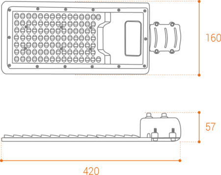 Уличный светильник WOLTA STL-100W/04 100Вт 5700К IP65 10000лм 469×220×89мм