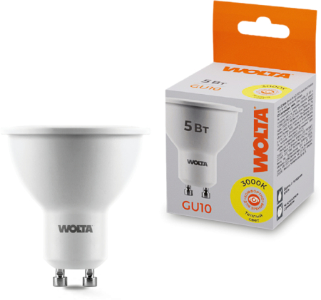Лампа LED WOLTA PAR16  5Вт GU10 3000К   1/50